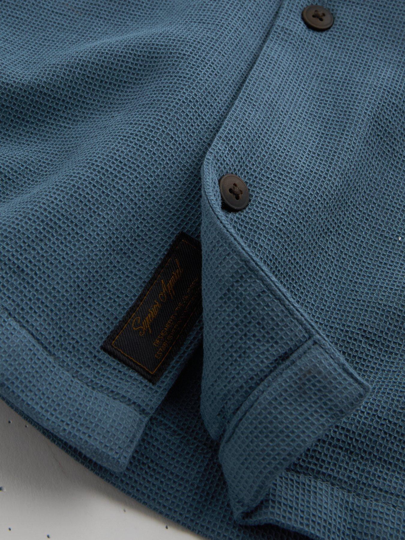 Image 6 of 6 of Jack & Jones Junior Boys 2 Piece Waffle Shirt Shorts Set - Blue