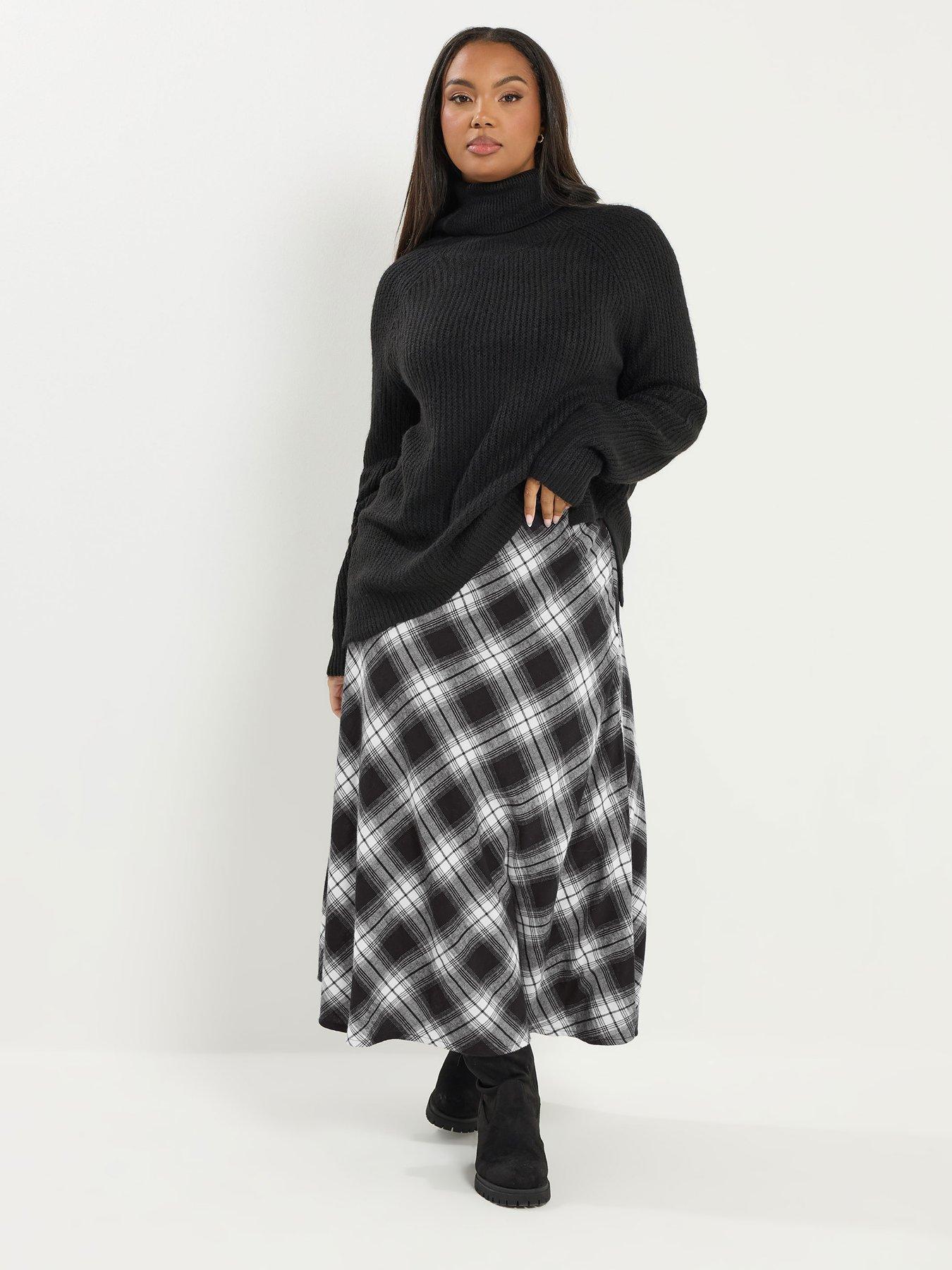 yours-curve-check-maxi-skirt-blackback