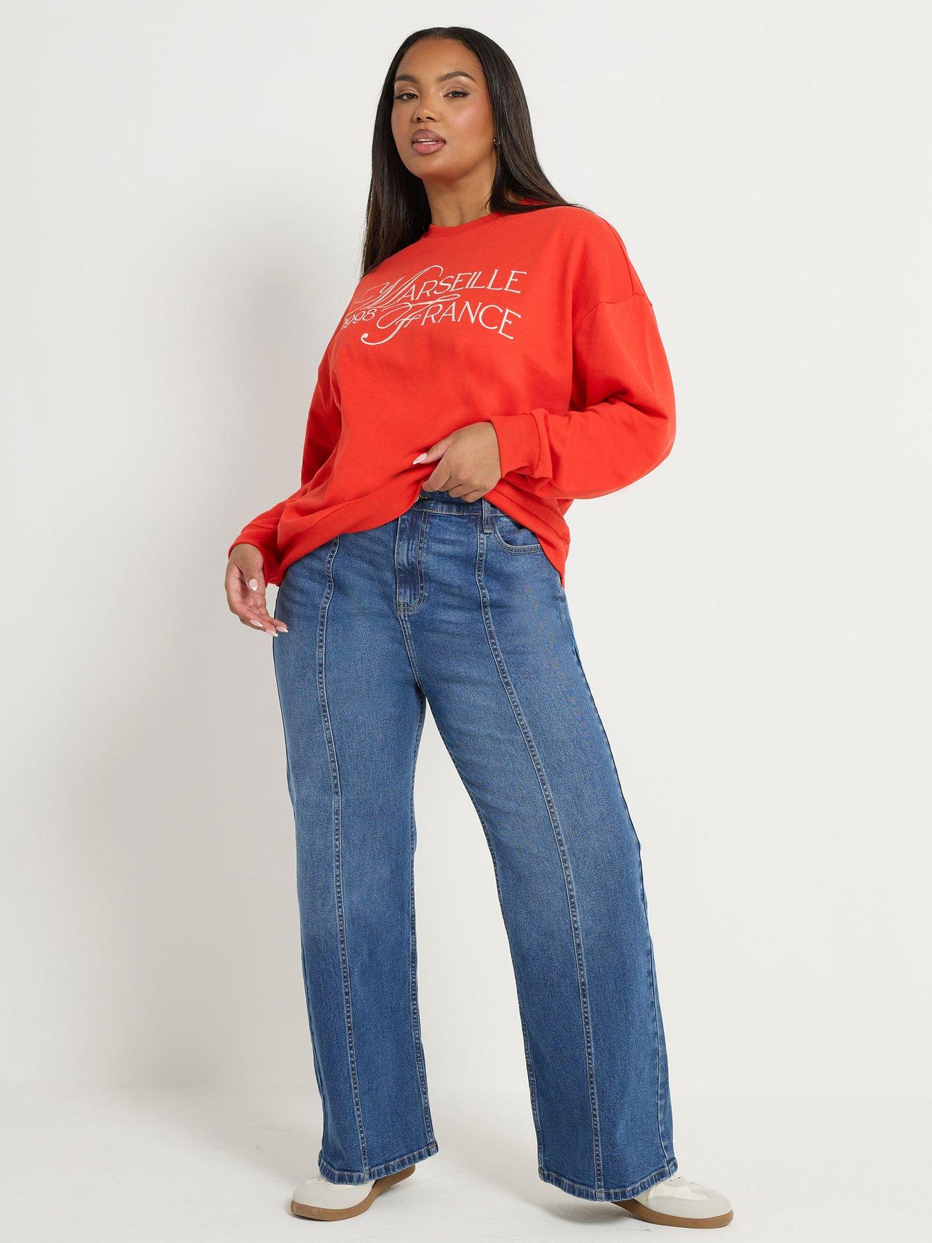 Image 3 of 5 of Yours Curve Wide Leg Front Seam Jean
