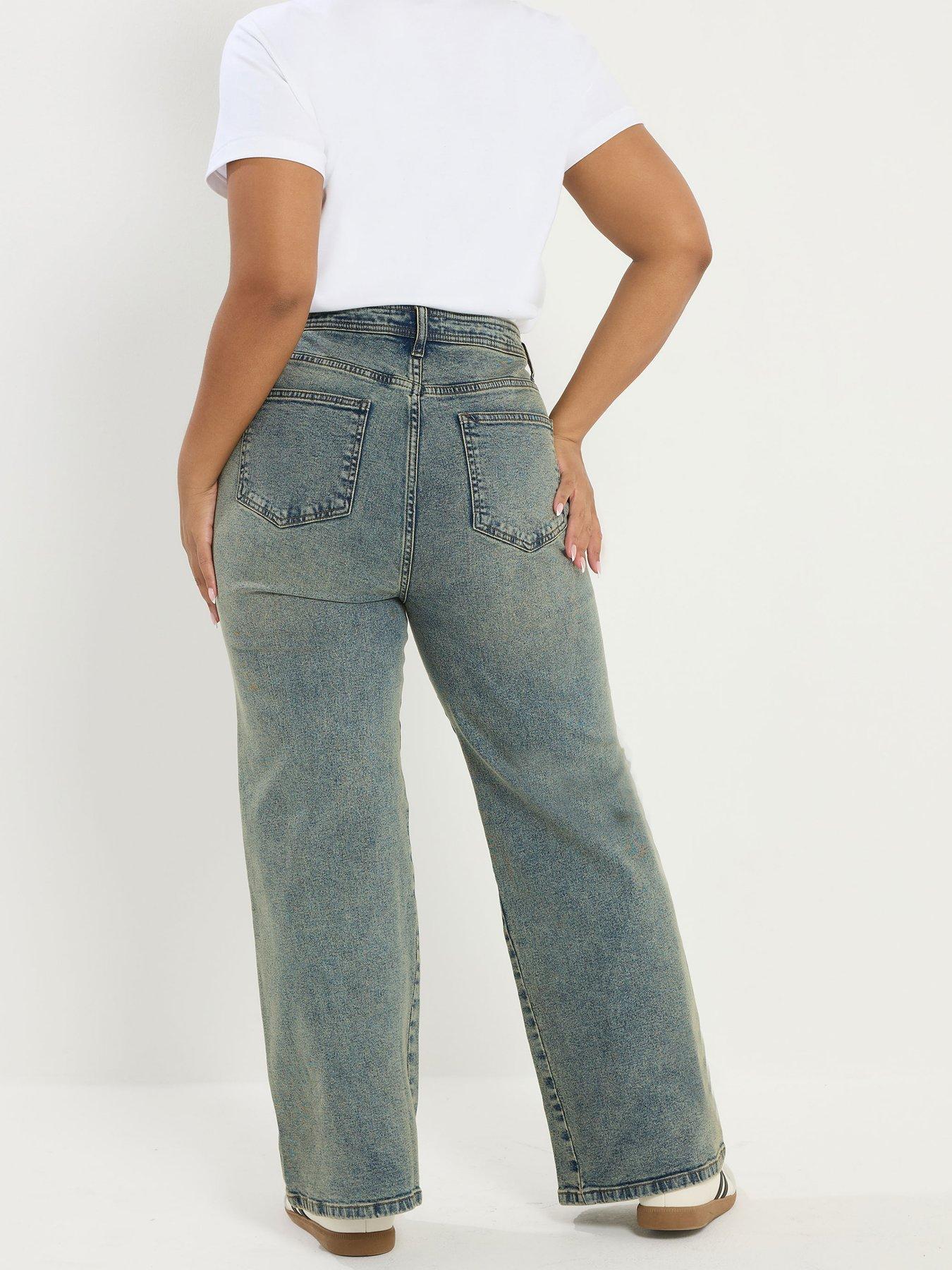 Image 2 of 5 of Yours Curve Extend Waist Sandblast Wide Leg Jean