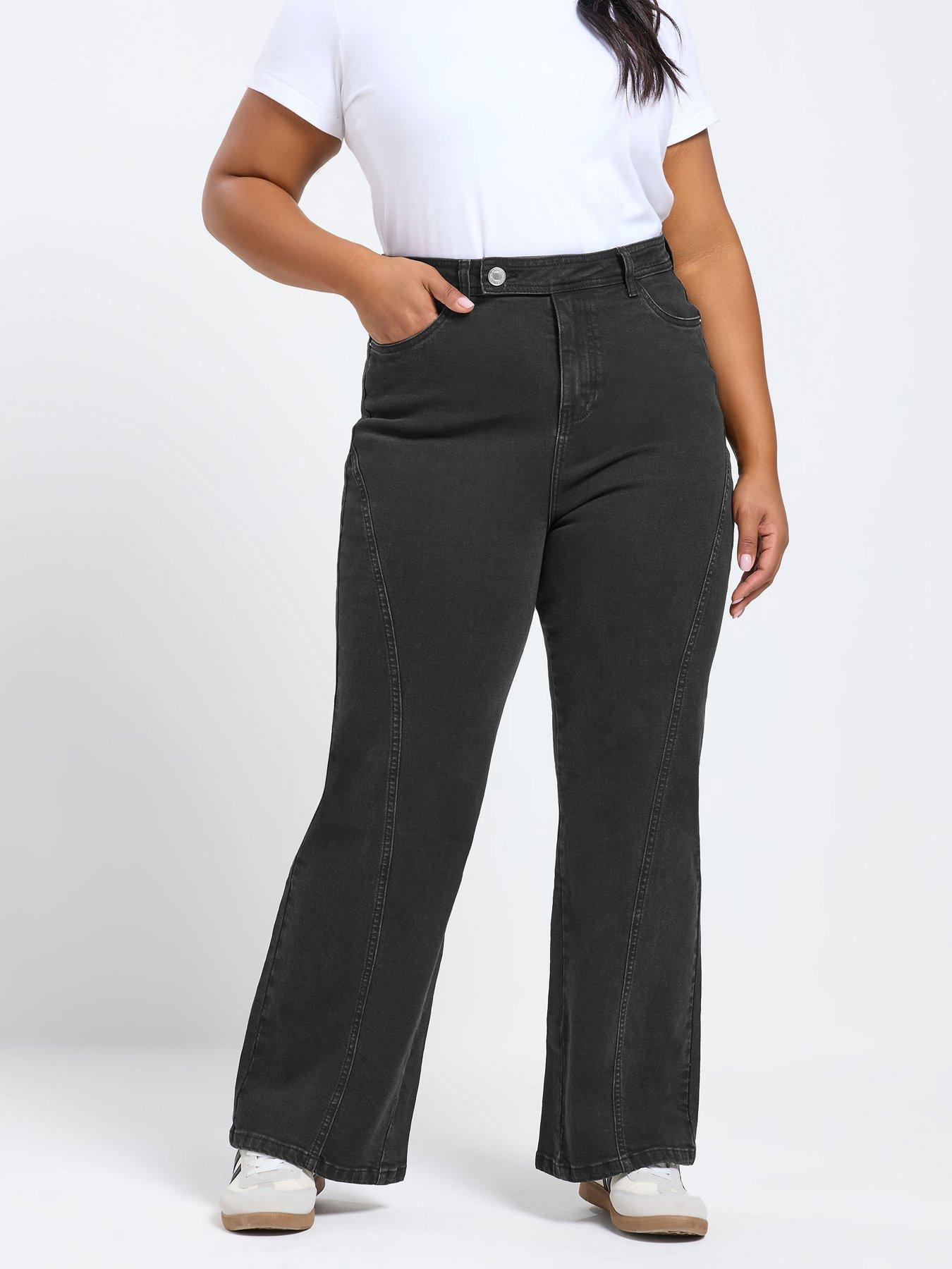 Image 1 of 5 of Yours Curve Extend Waist Sandblast Wide Leg Jean
