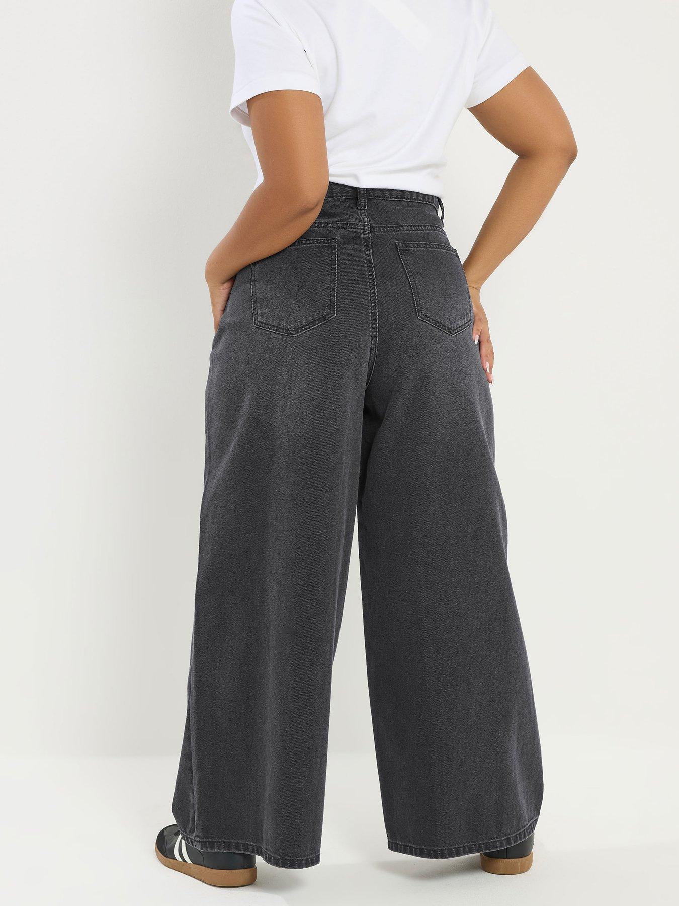 Image 2 of 5 of Yours Curve Rigid Plazzo Front Seam Jeans