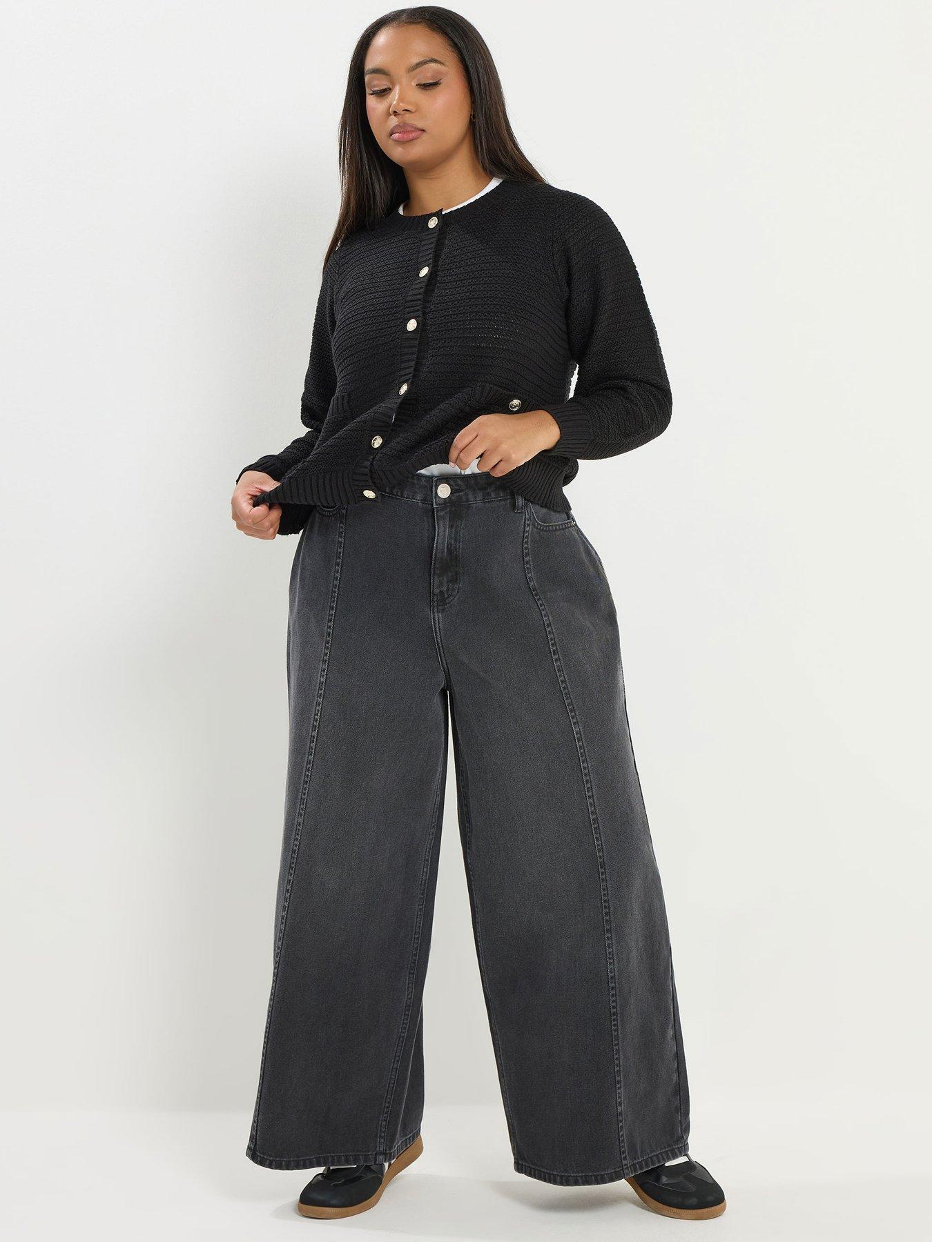 Image 4 of 5 of Yours Curve Rigid Plazzo Front Seam Jeans