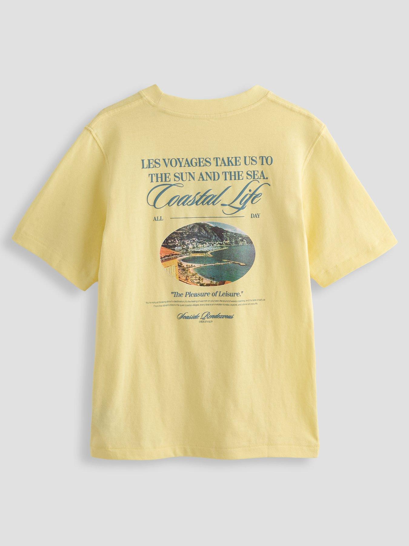Jack & Jones Junior Boys Photo Back Print Short Sleeve T-shirt - Pastel Yellow