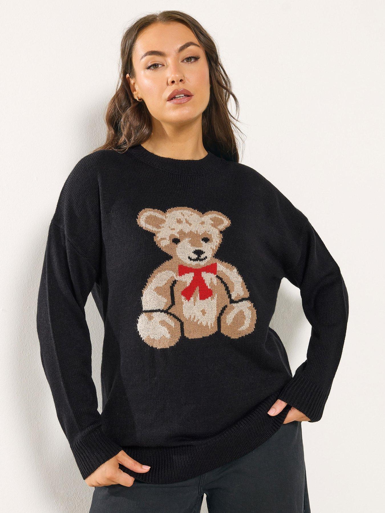 yours-curve-knitted-teddy-jumper-black