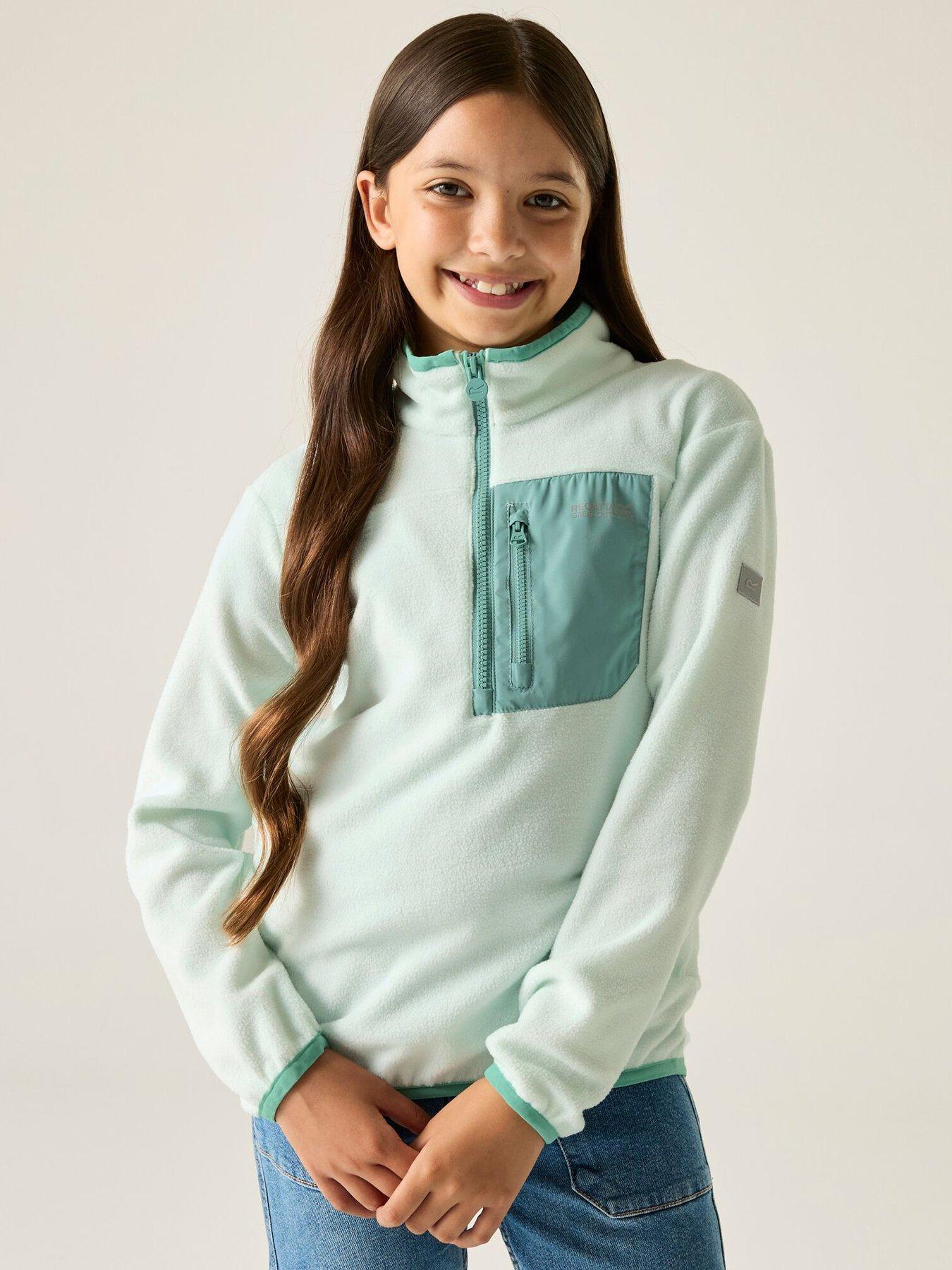 regatta-girls-frankie-12-zip-fleece-green
