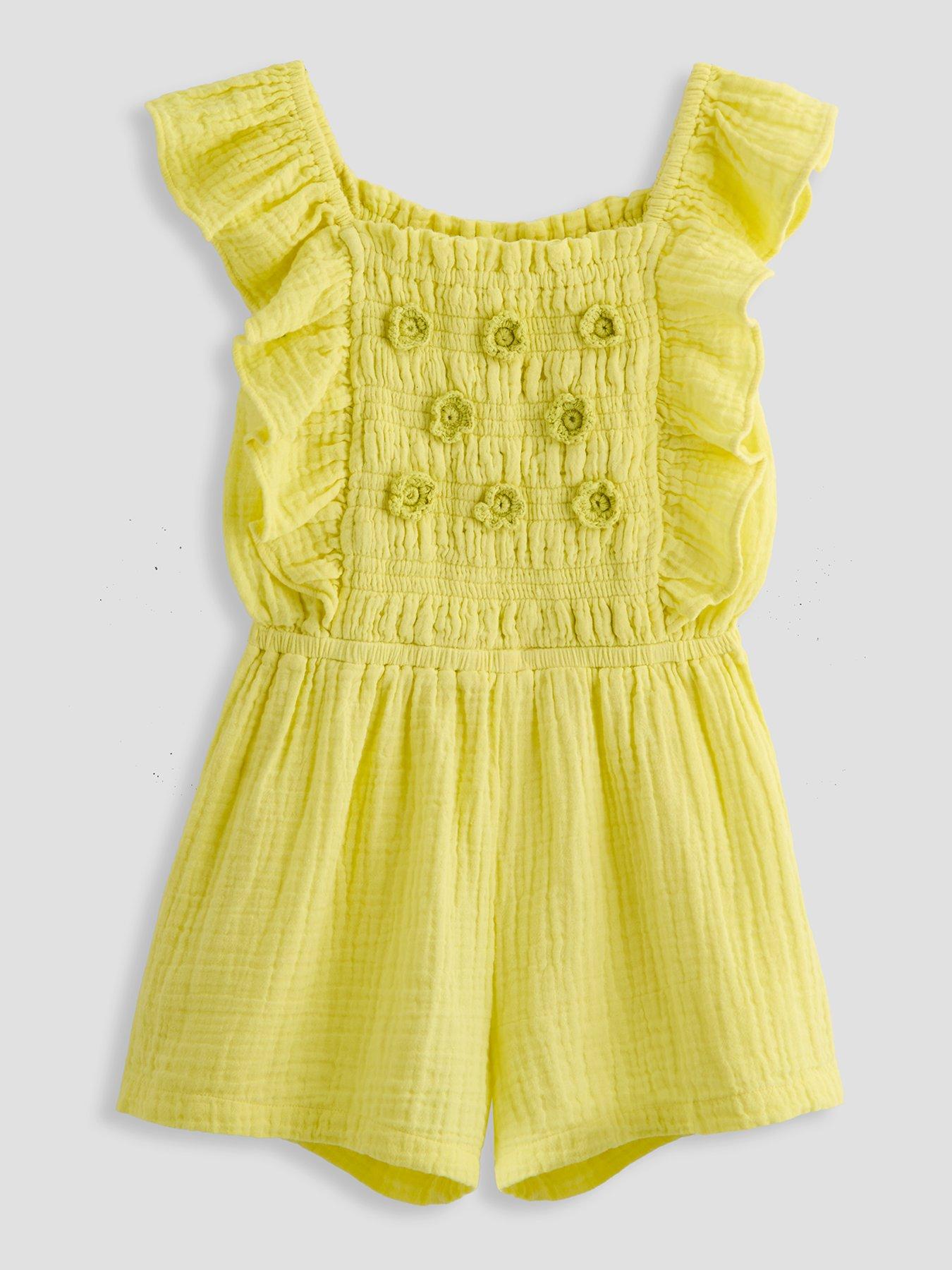 Image 1 of 4 of The Very Collection Crochet Flower Playsuit - Yellow