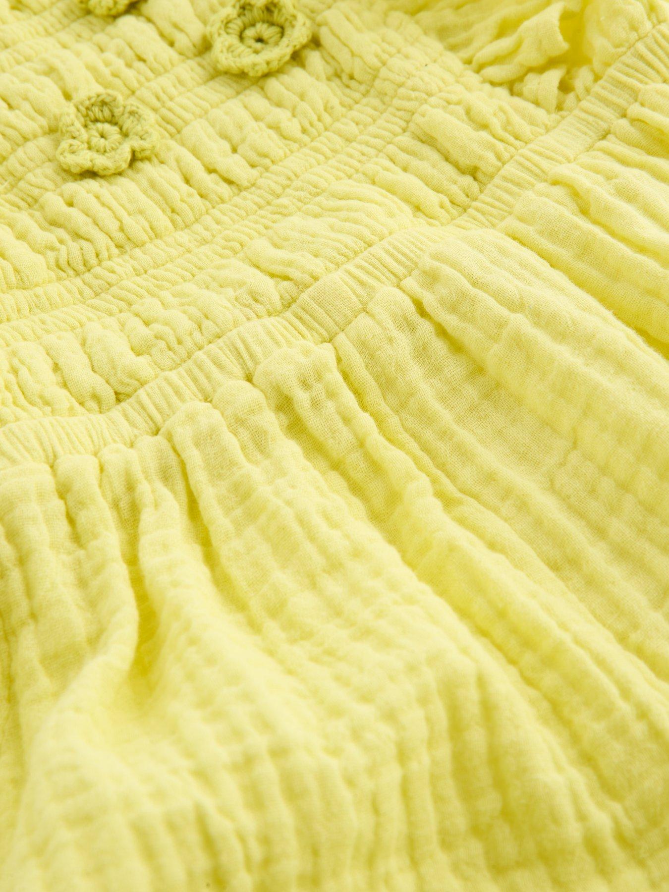 Image 4 of 4 of The Very Collection Crochet Flower Playsuit - Yellow