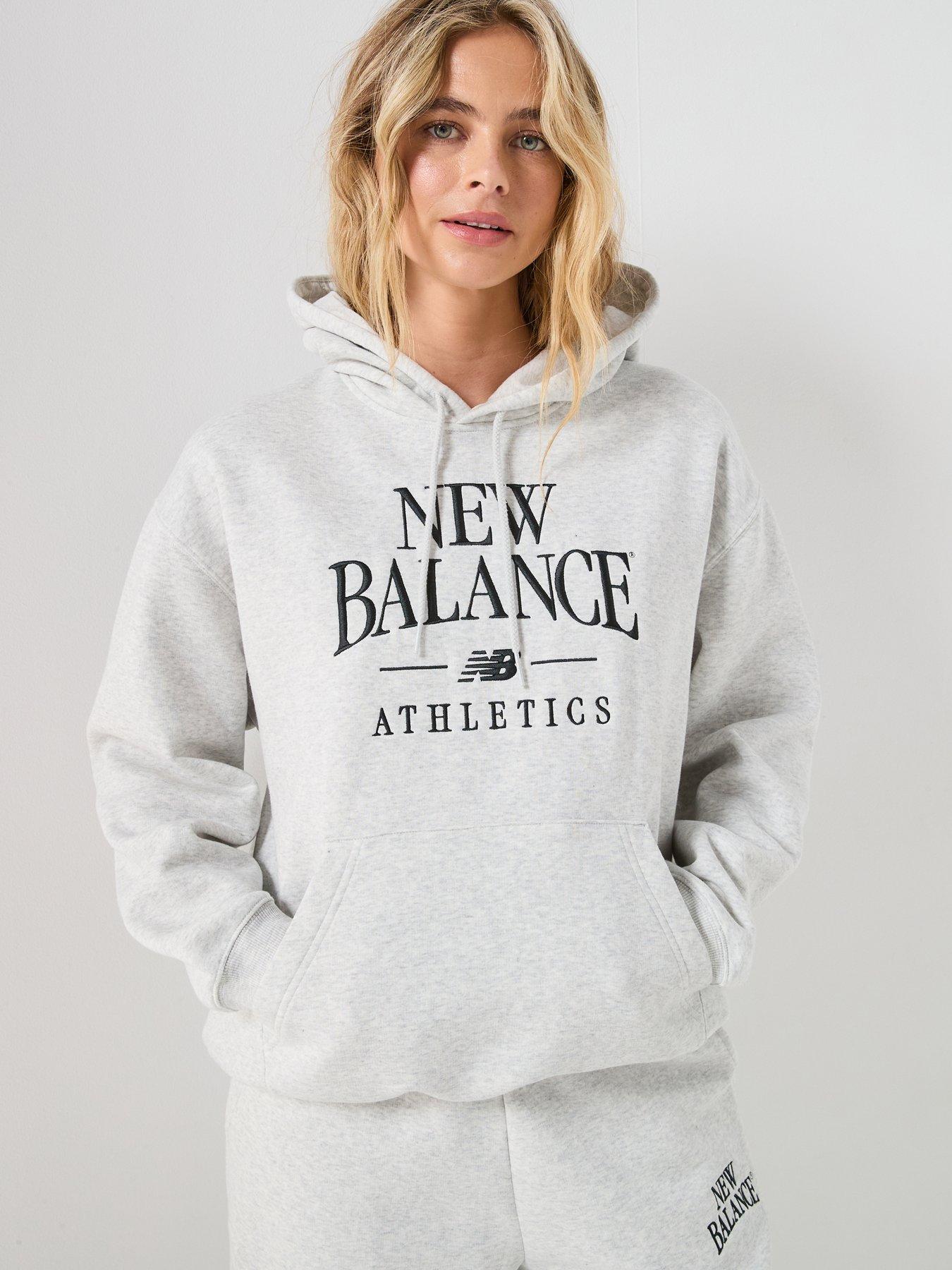 New Balance Womens Linear Heritage Fleece Hoodie - Grey
