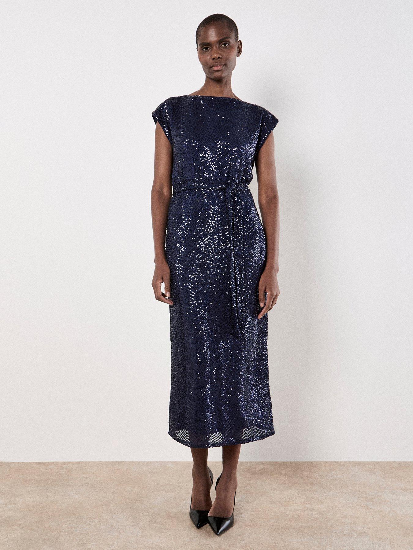 Apricot Chevron Sequin Long Dress