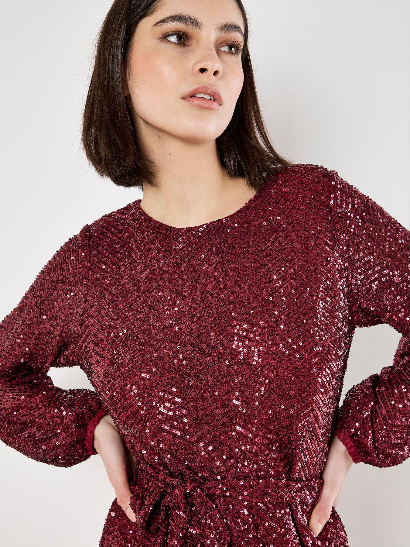 apricot-chevron-sequin-ls-shift-dressoutfit