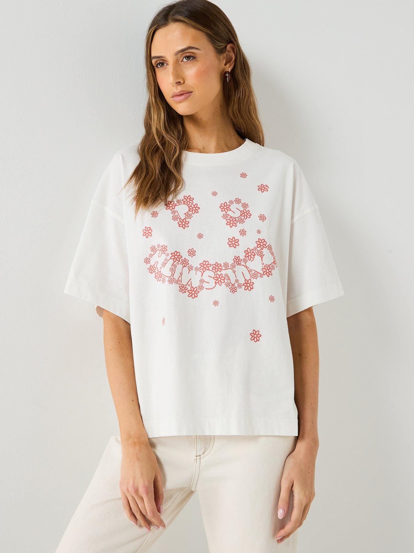 Image 6 of 6 of PS PAUL SMITH Womans T-Shirt Happy Daisy - White