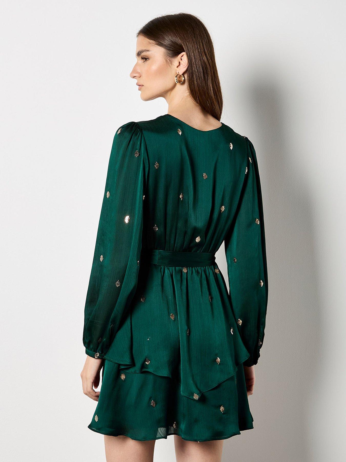 apricot-sequin-spot-hammered-satin-wrap-dressstillFront