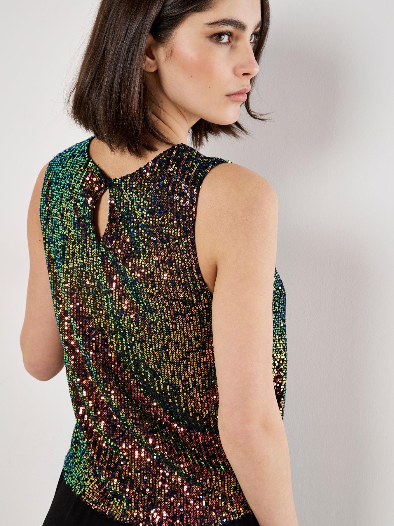 Image 2 of 4 of Apricot All Over Sequin Shell Top