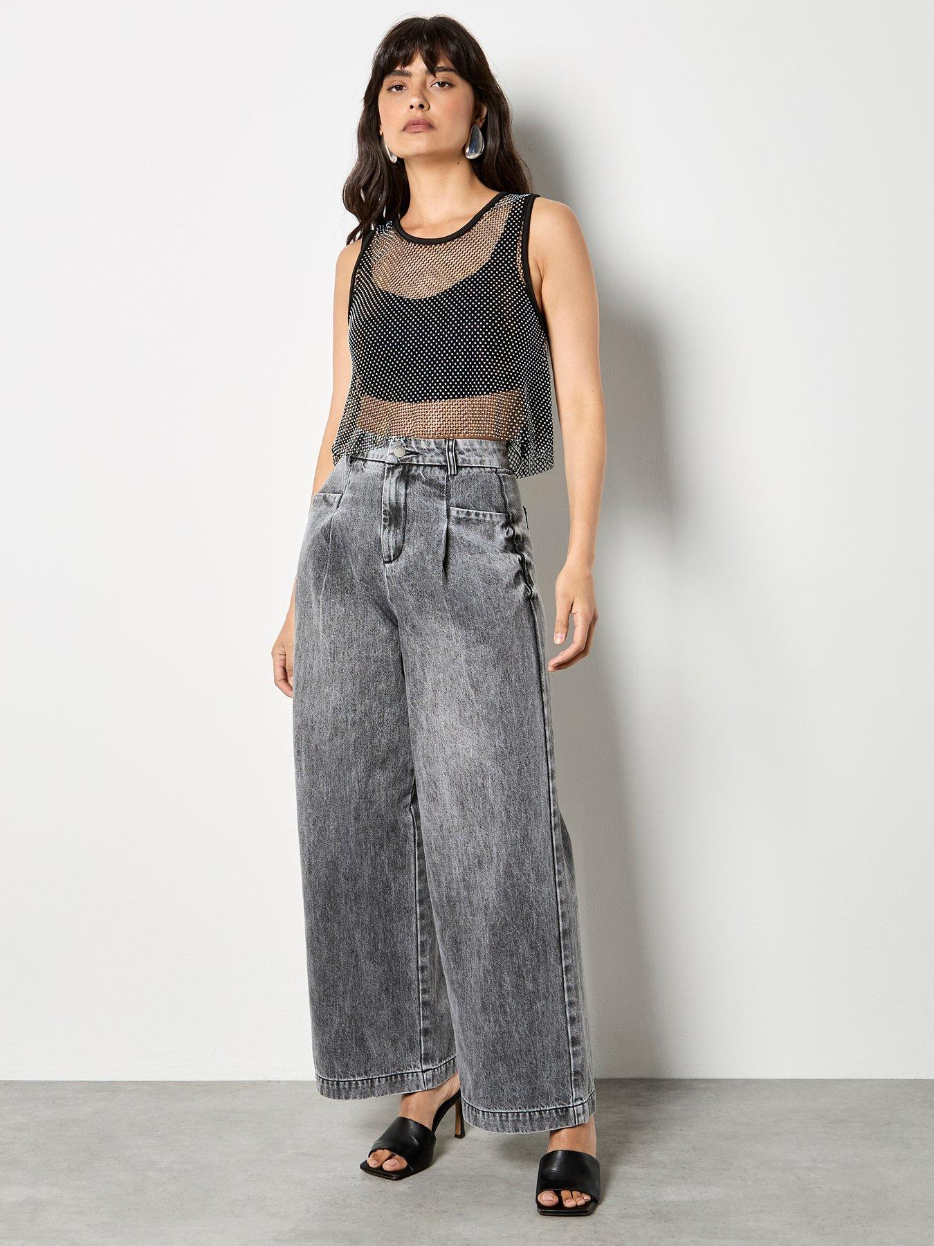 Image 1 of 4 of Apricot Rhinestone Mesh Cropped Vest