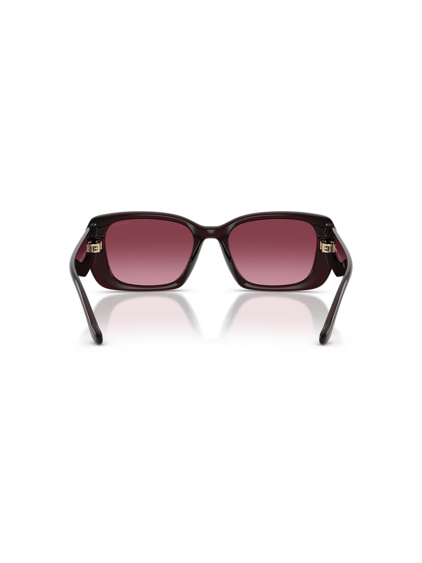 Image 3 of 5 of COACH Square Sunglasses With Gradient Tint Lens- Burgundy