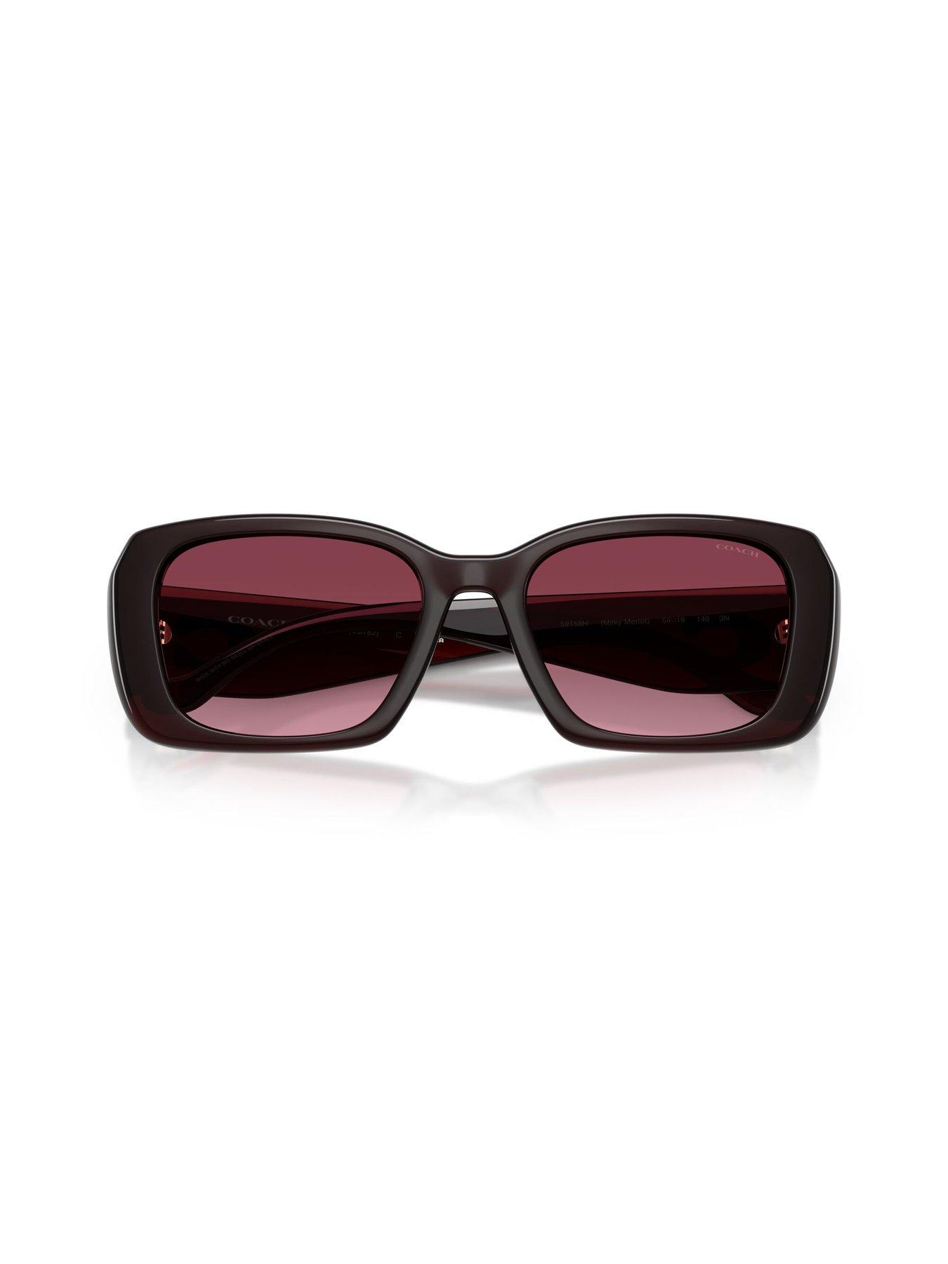 Image 5 of 5 of COACH Square Sunglasses With Gradient Tint Lens- Burgundy
