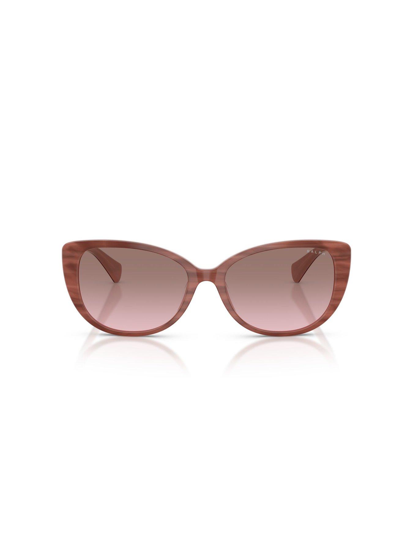 Image 3 of 5 of Ralph Butterfly Sunglasses- Red/brown With Gradient Tint Lens