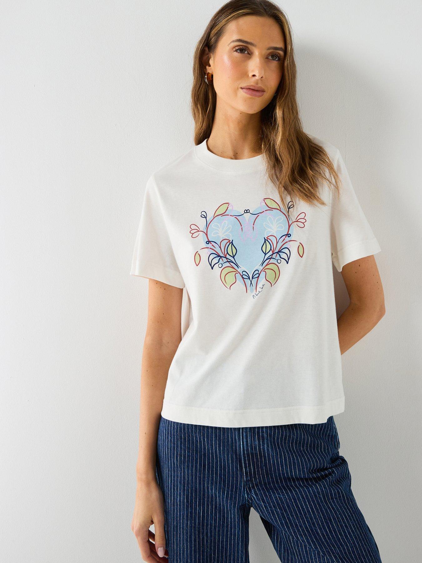 PS PAUL SMITH Womens Garland Heart T-Shirt - White