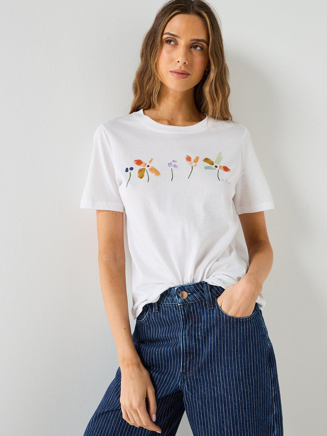 Image 1 of 5 of PS PAUL SMITH Womens Mark Making T-Shirt - White