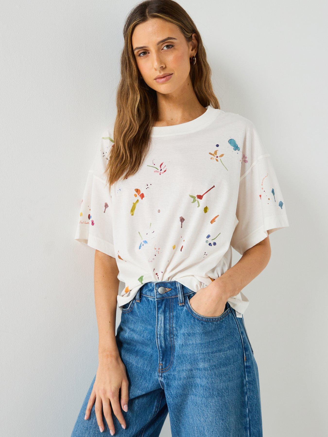 Image 4 of 6 of PS PAUL SMITH Womens Paint Marks T-Shirt - White