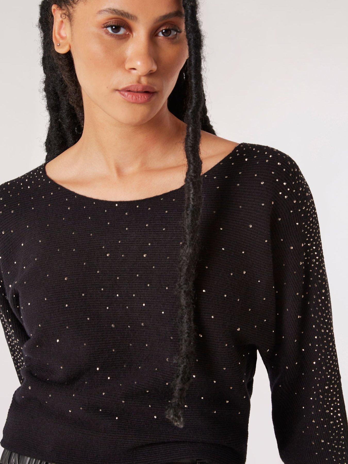 apricot-stud-neck-ribbed-batwing-jumperoutfit