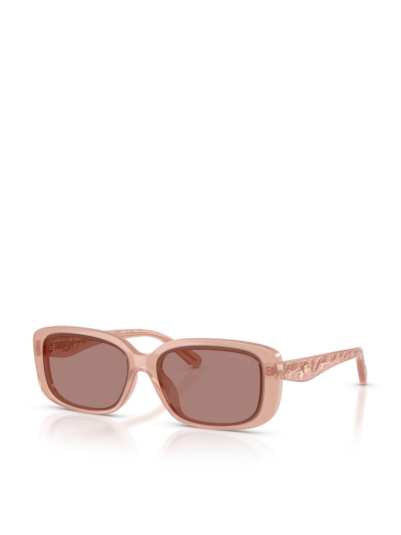 Image 1 of 5 of COACH Shallow Rectangular Sunglasses- Light Pink