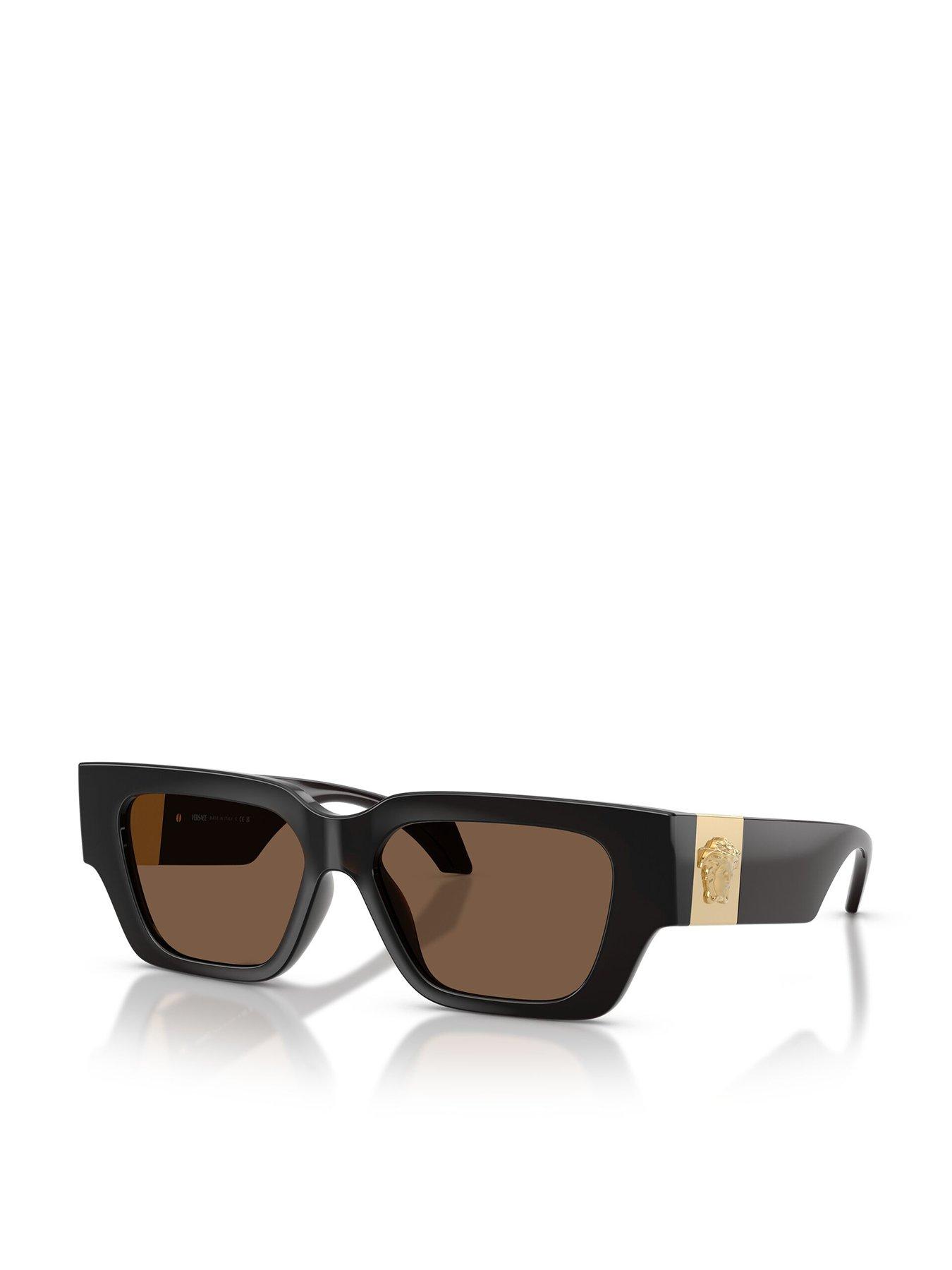 Image 1 of 5 of VERSACE Square Sunglasses- Black With Branded Arm Detail