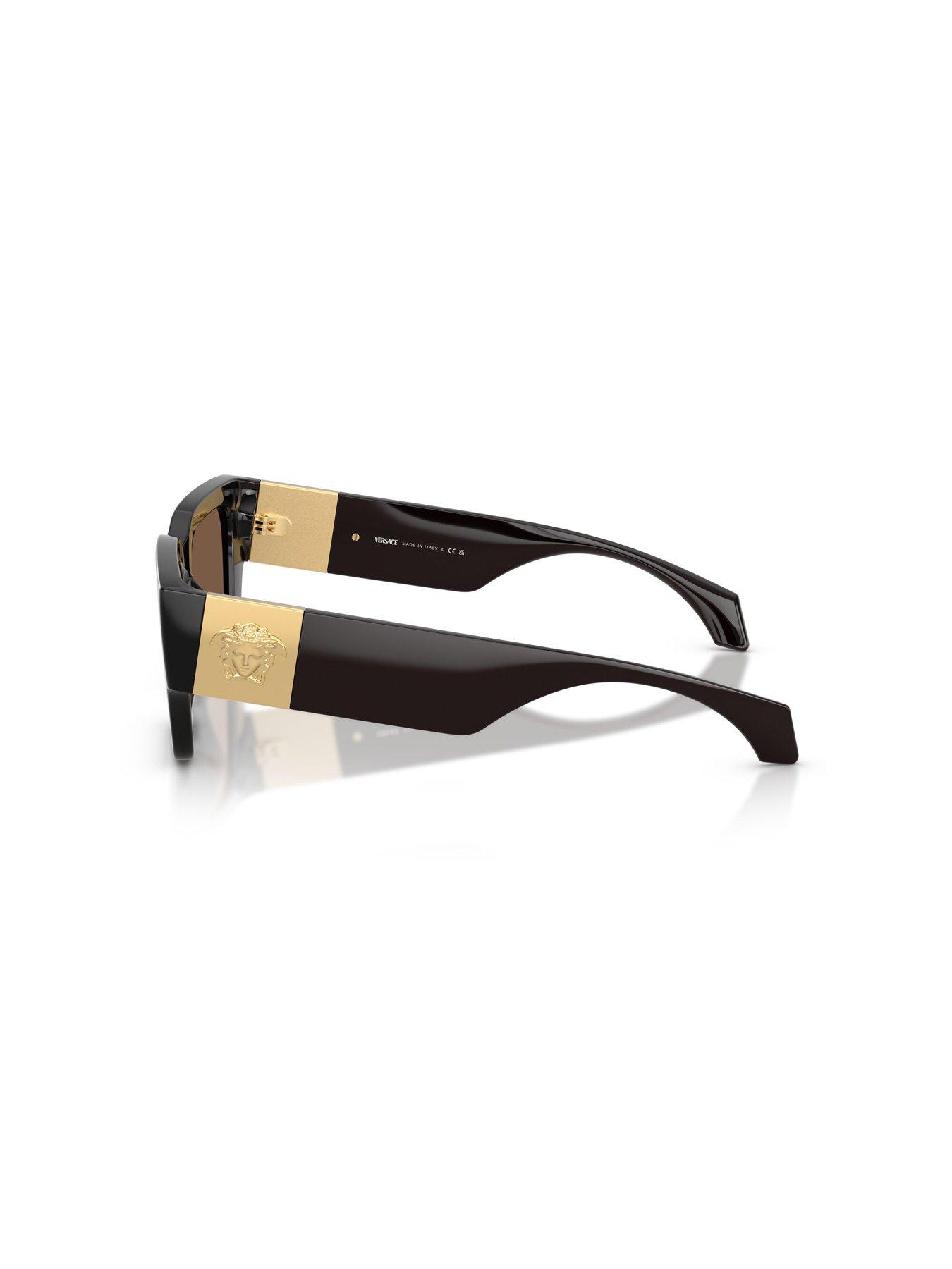 Image 2 of 5 of VERSACE Square Sunglasses- Black With Branded Arm Detail