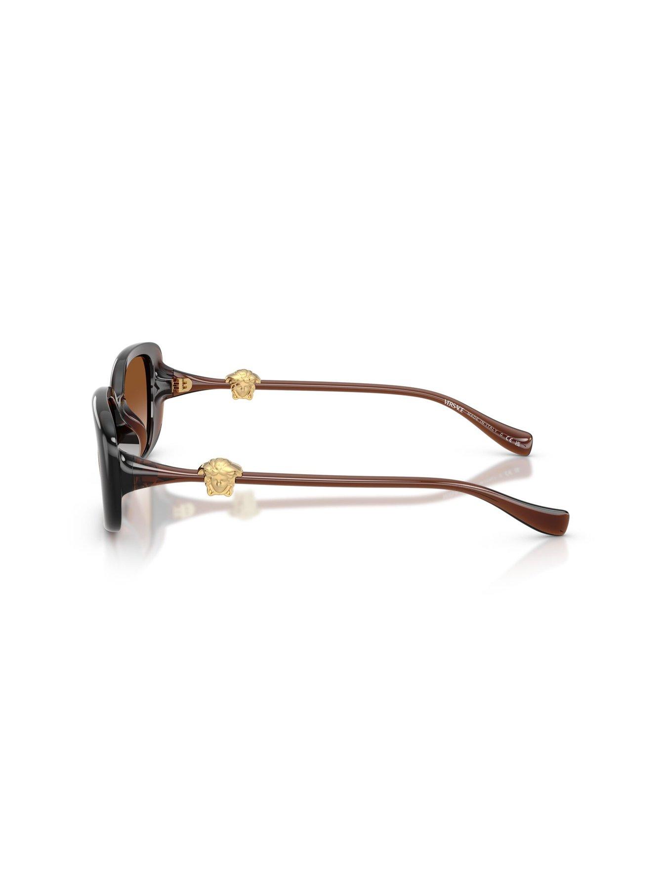 Image 2 of 5 of VERSACE Pillow Rectangular Sunglasses- Brown