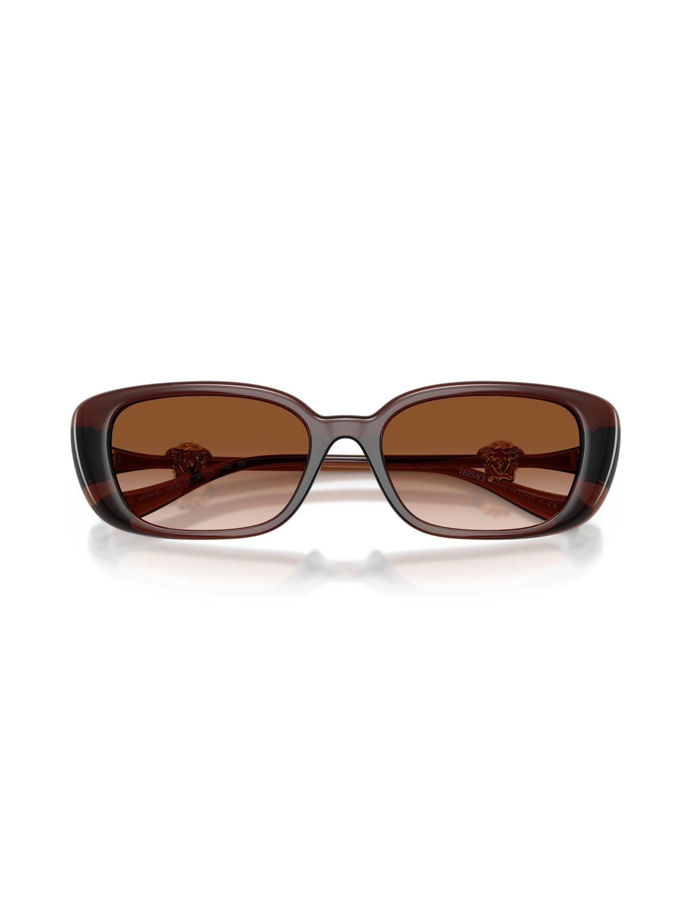 Image 5 of 5 of VERSACE Pillow Rectangular Sunglasses- Brown