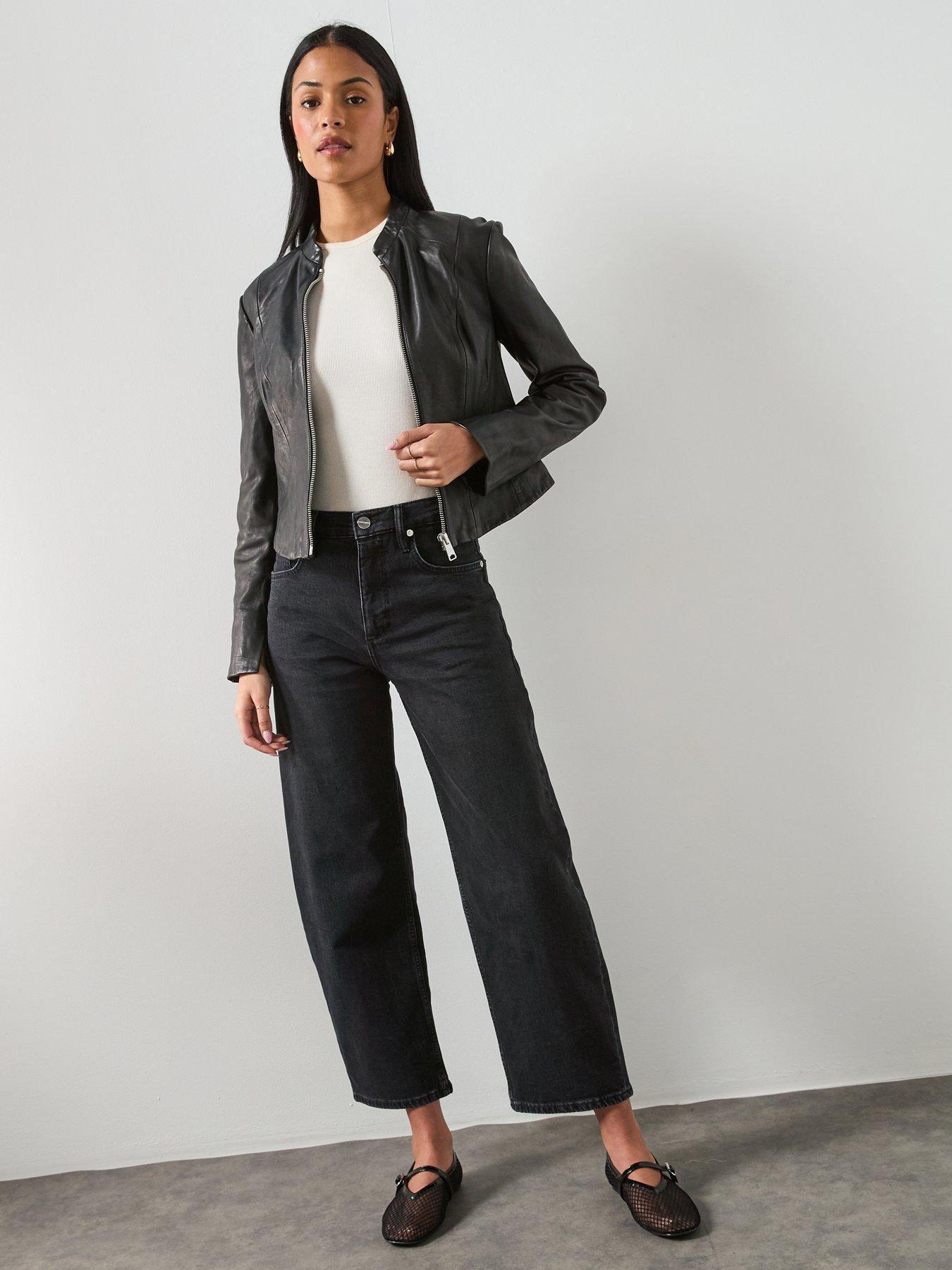Image 3 of 6 of AllSaints Sadler Premium Leather Jacket &nbsp;- Black