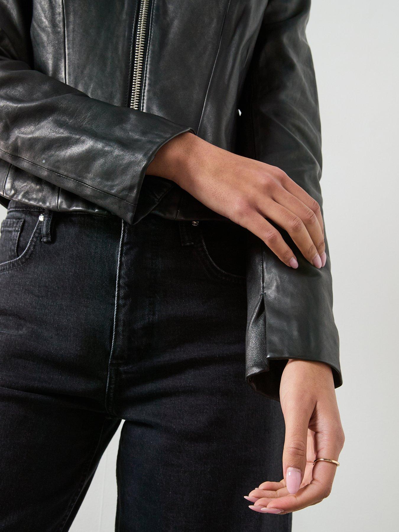 Image 5 of 6 of AllSaints Sadler Premium Leather Jacket &nbsp;- Black