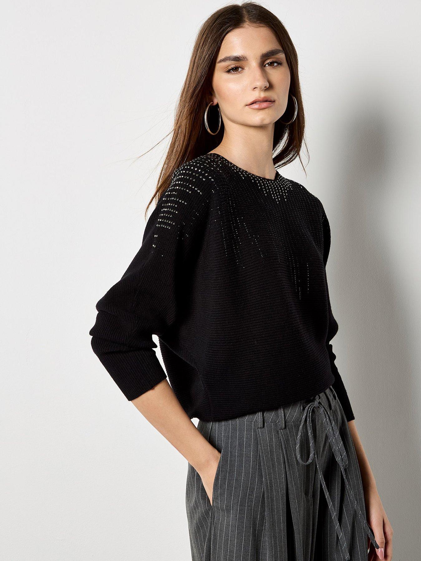 apricot-two-tone-gradating-sparkle-batwing-jumper