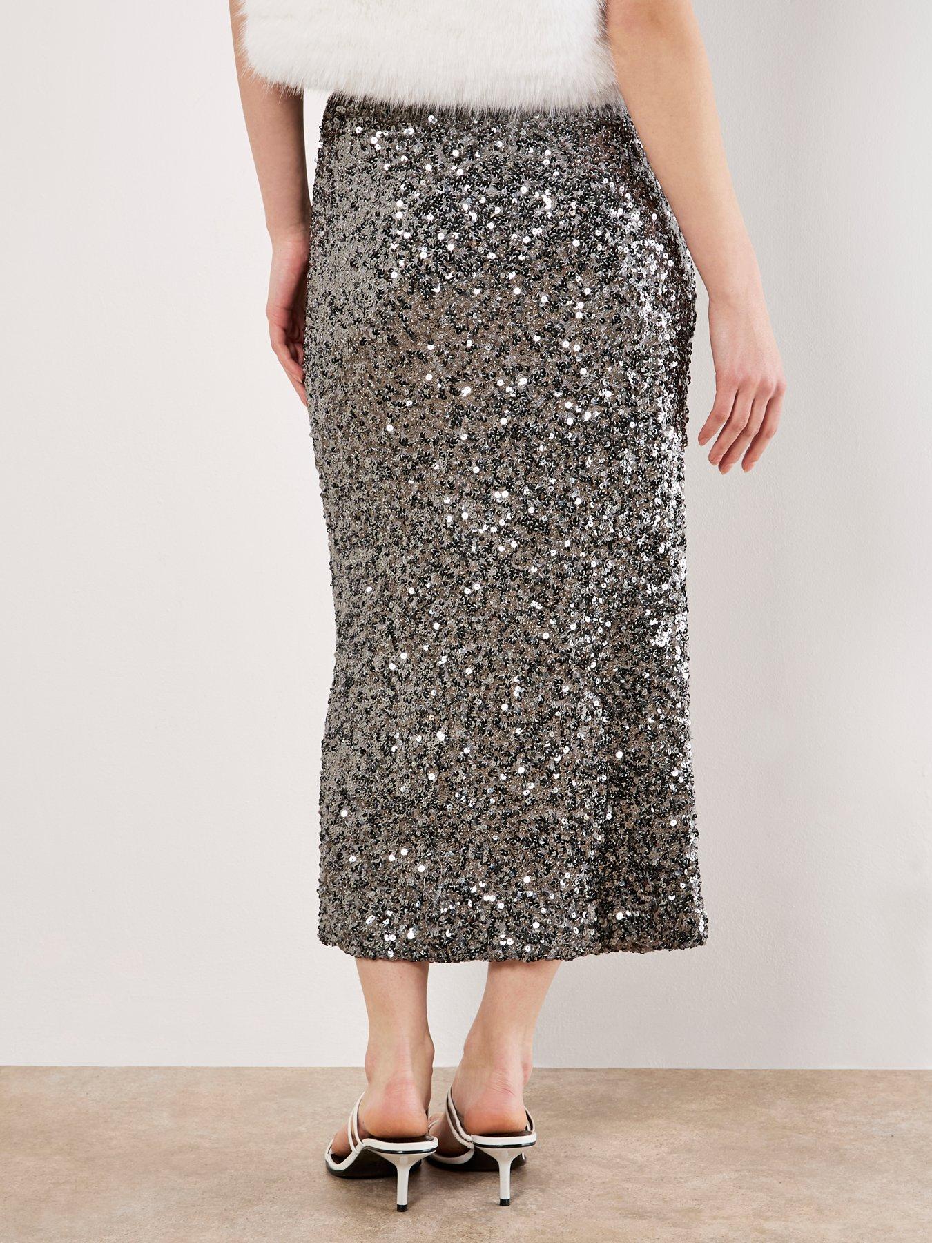 Image 2 of 4 of Apricot Cluster Sequin Midaxi Skirt