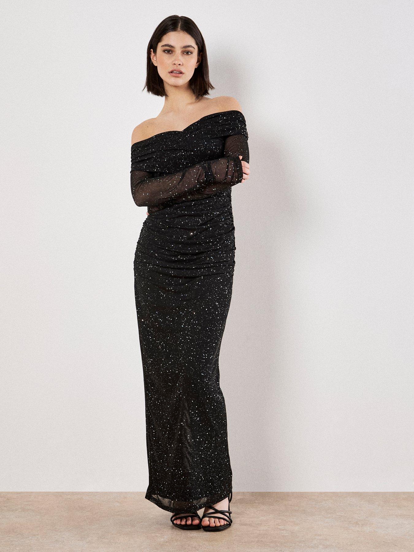 apricot-sparkle-mesh-off-shoulder-x-over-maxi-dress