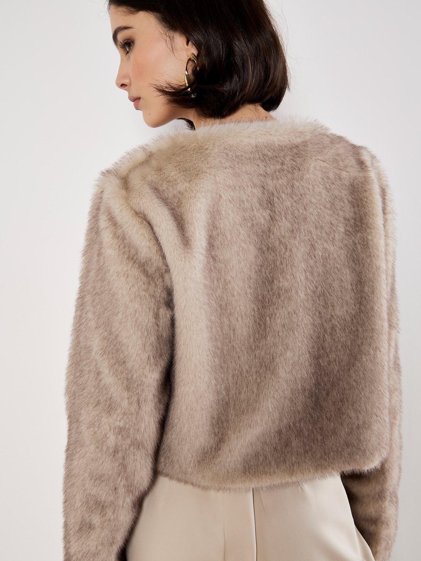 Image 2 of 4 of Apricot Luxe Fur Short Cropped Jacket