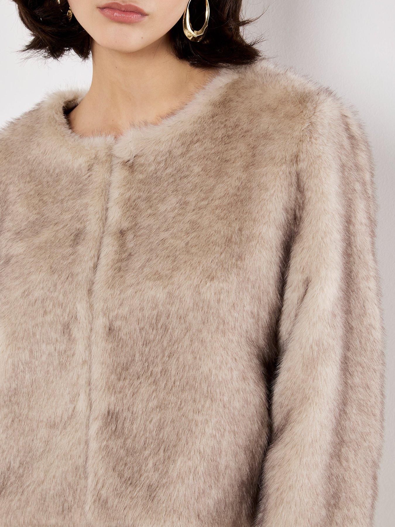 Image 4 of 4 of Apricot Luxe Fur Short Cropped Jacket