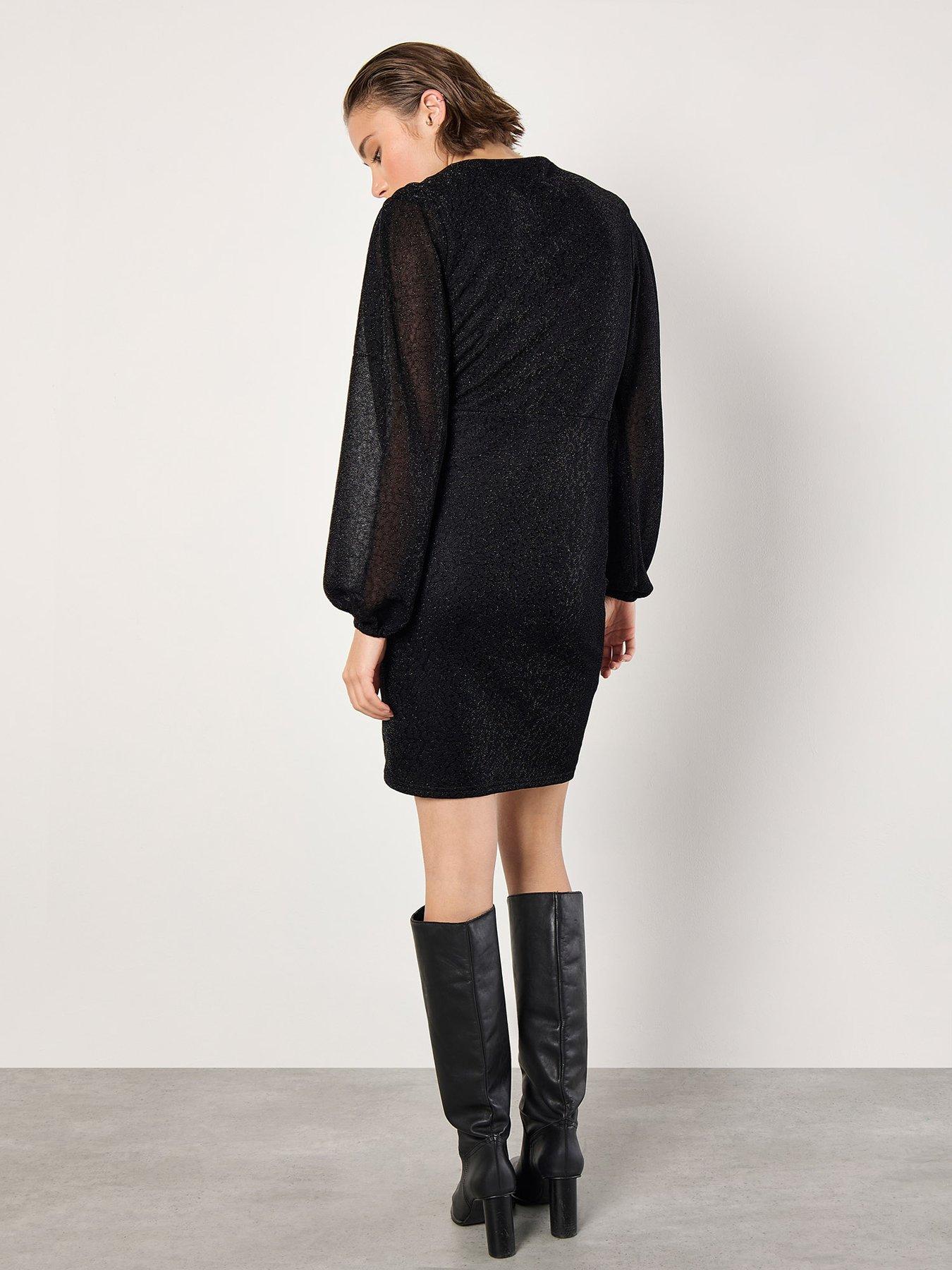 apricot-mottled-sparkle-long-sleeve-wrap-dressstillFront