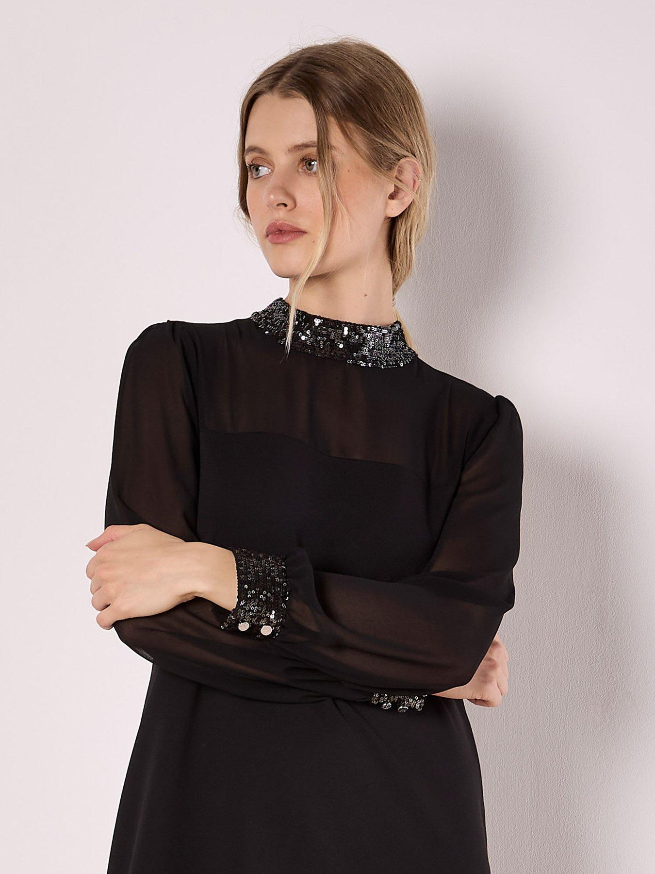 apricot-apricot-sequin-high-neck-trim-long-sleevenbspdressoutfit