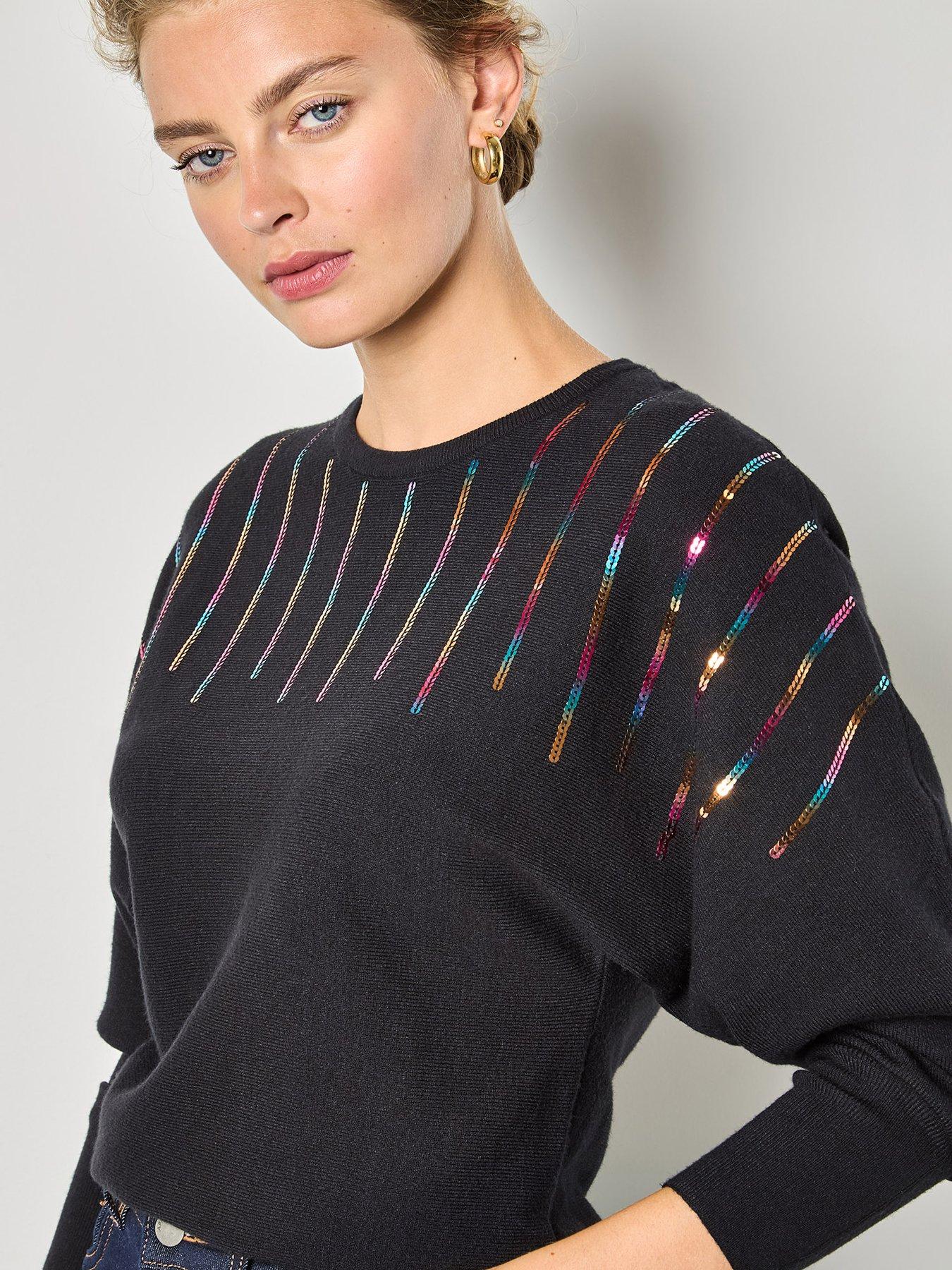 apricot-gradating-multicolour-sequin-batwing-jumperoutfit