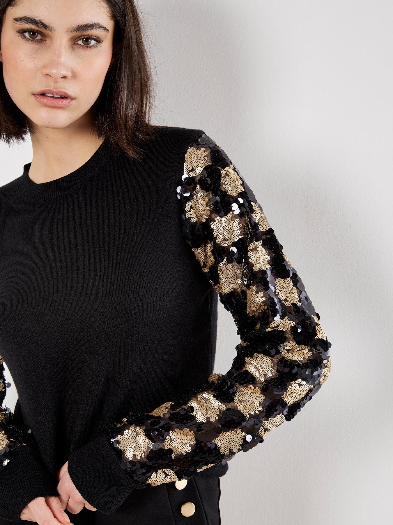 Image 4 of 4 of Apricot Ornate Sequin Arm Jumper