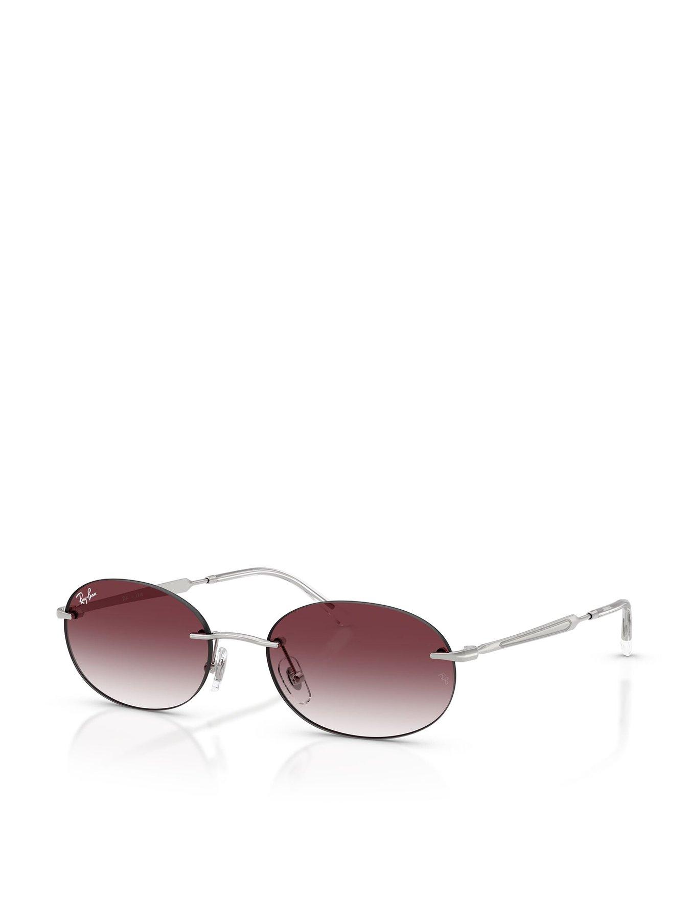 Image 1 of 5 of Ray-Ban Oval Sunglasses- Silver Metal Frame With Gradient Tint Lens