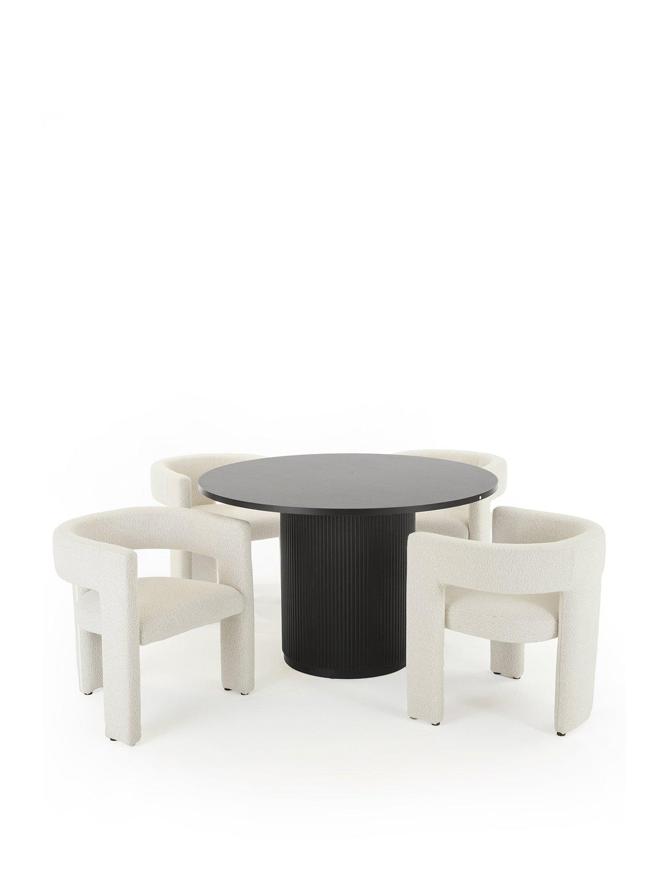 the-very-collection-carina-black-120cm-round-dining-table-4-nell-boucle-chairsstillFront