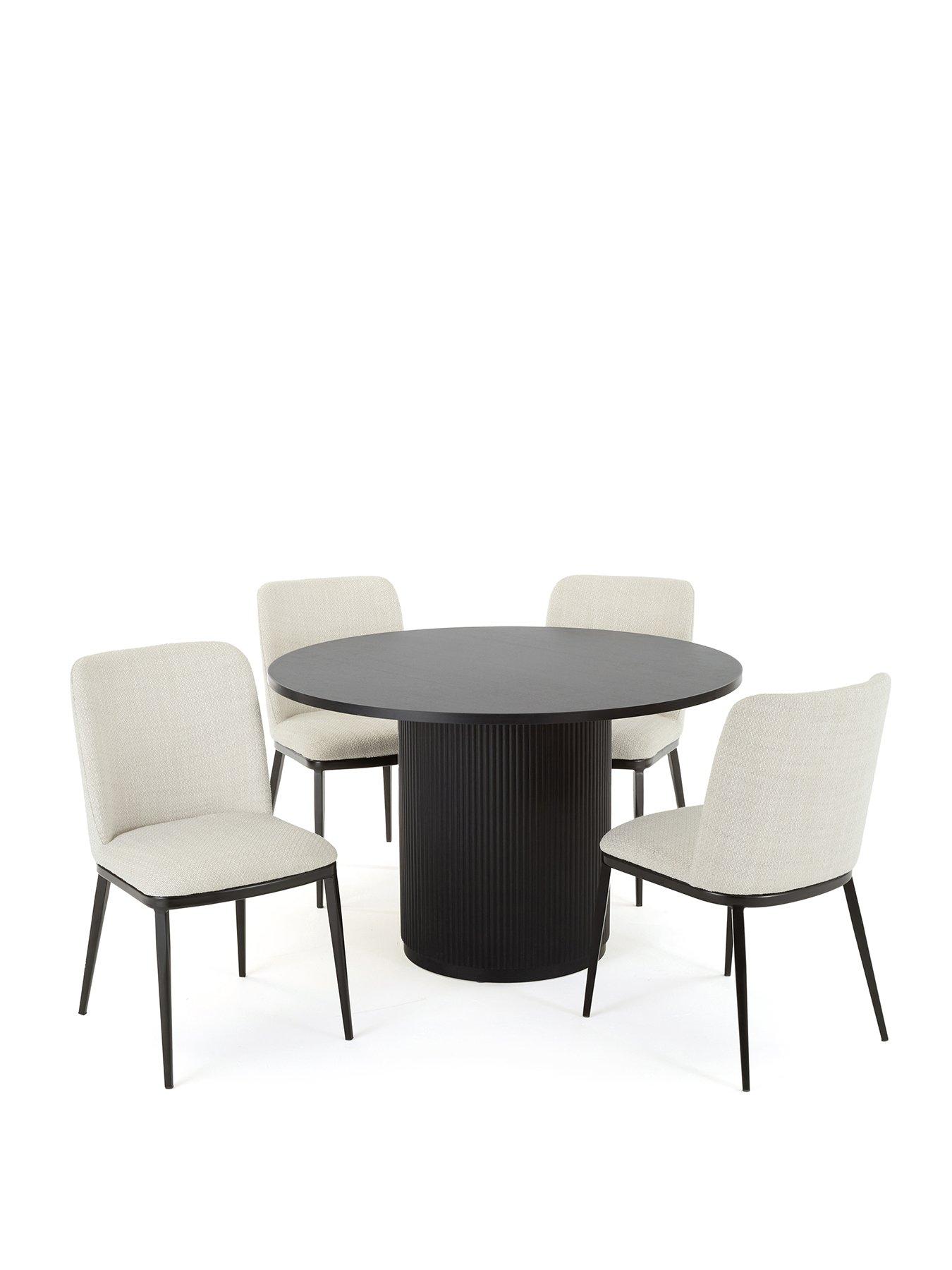 Image 2 of 7 of Very Home Carina Black 120cm Round Dining Table & 4 Willow Standard Chairs