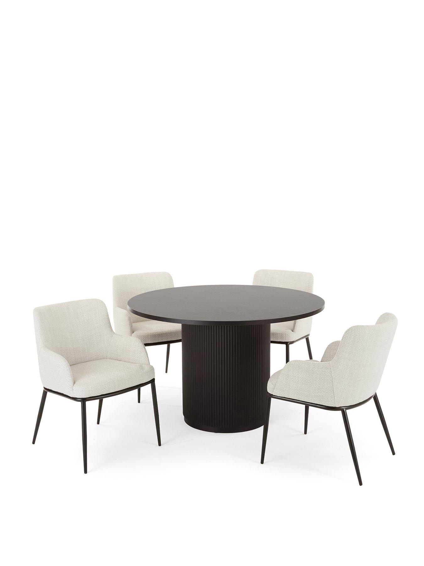 Image 2 of 7 of The Very Collection Carina Black 120cm Round Dining Table & 4 Willow Chairs