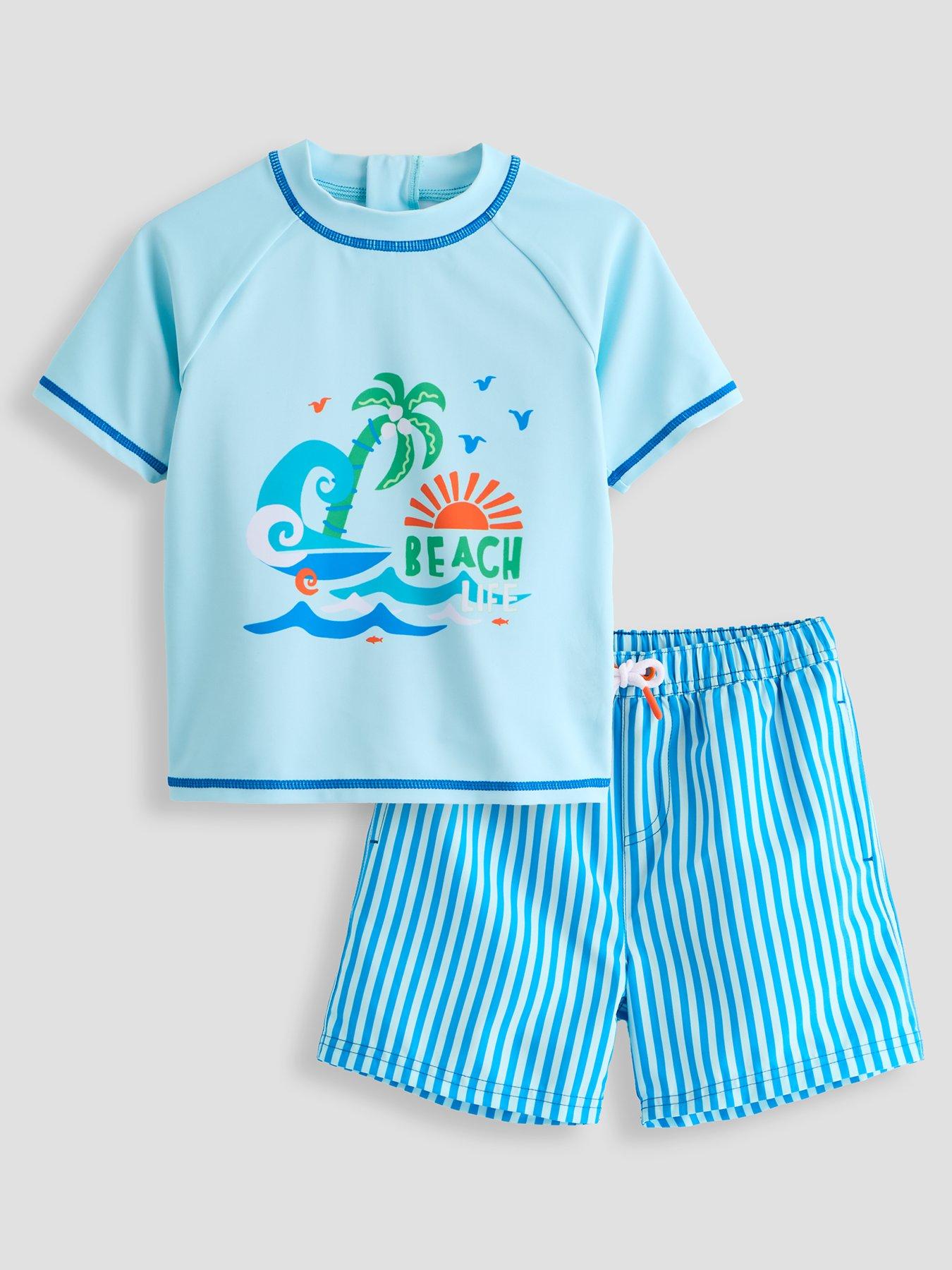 The Very Collection Kids Palm Tree T-Shirt and Striped Sorts Bright Sunsafe Set - Multi