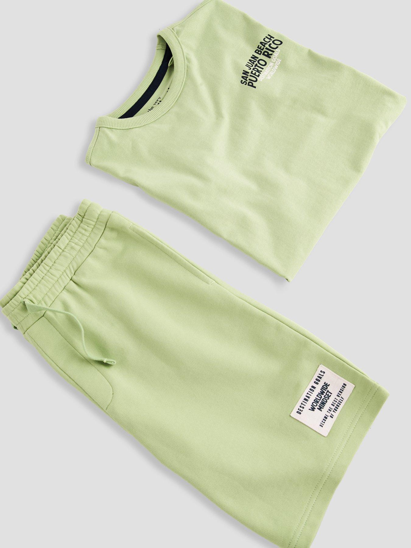 Image 3 of 6 of The Very Collection Boys Puerto Rico Graphic Label T-Shirt And Shorts Set - Green