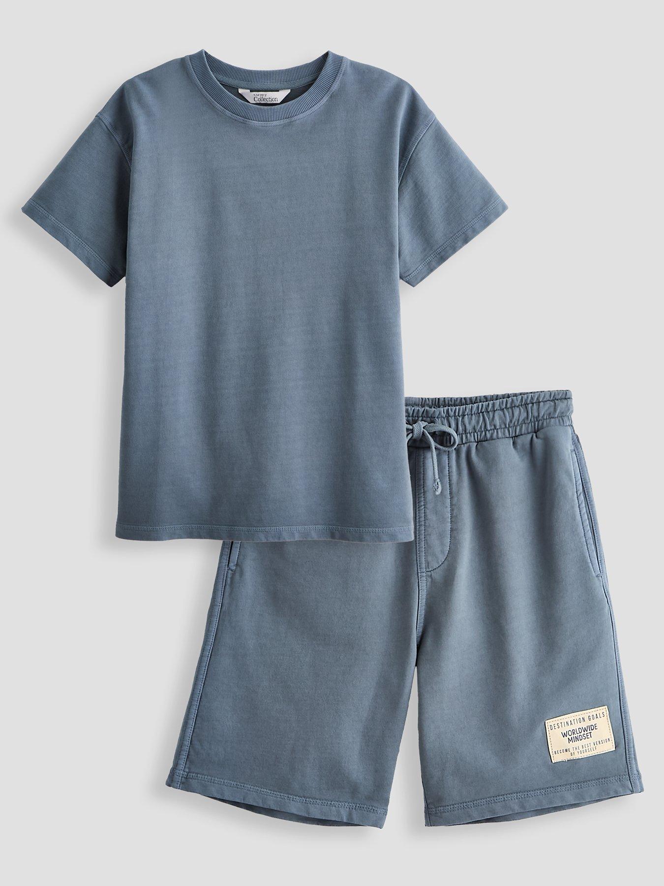 the-very-collection-boys-heavy-weight-washed-t-shirt-and-shorts-outfit-set-blue