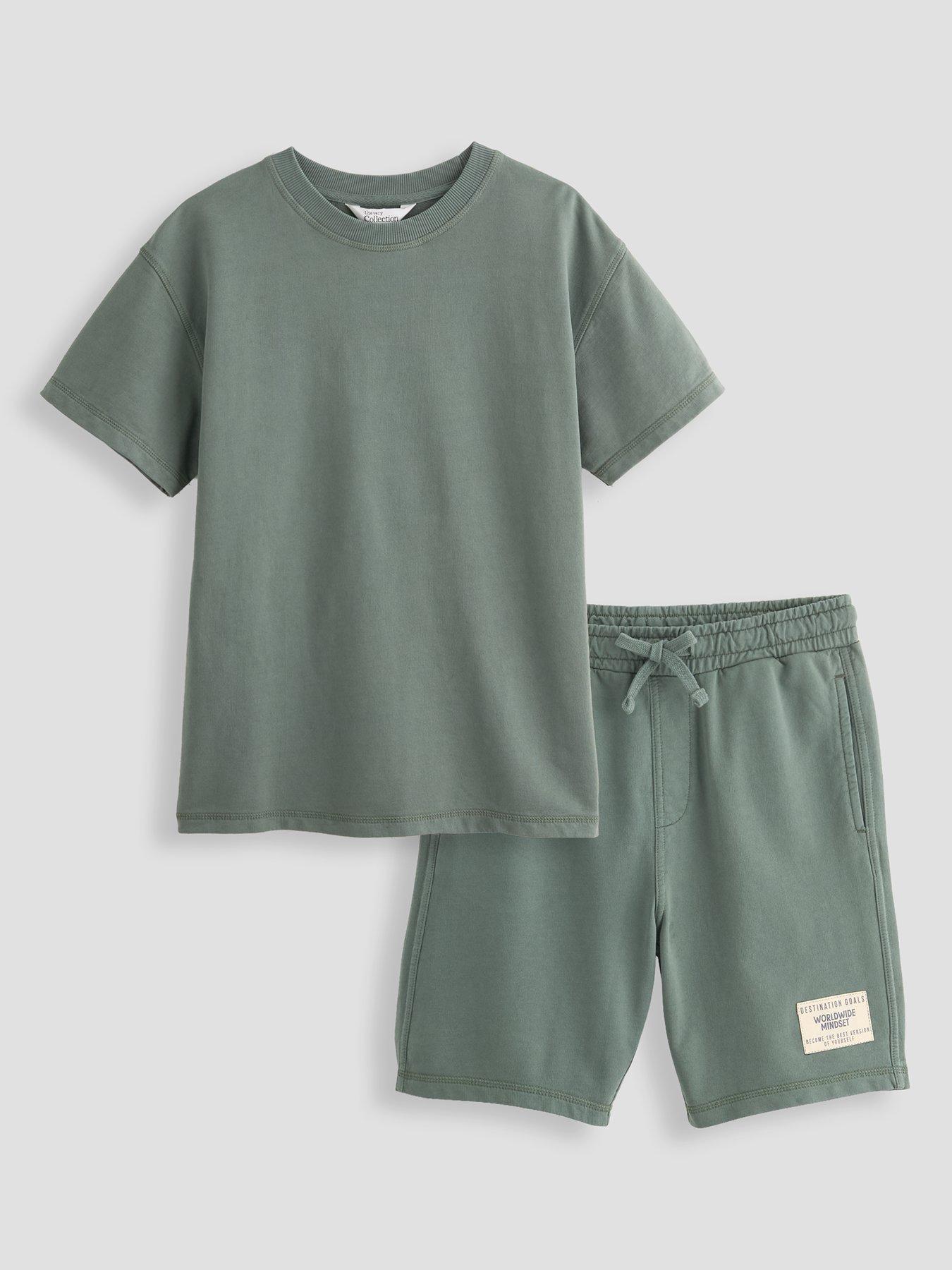 the-very-collection-boys-heavy-weight-washed-t-shirt-and-shorts-set-green